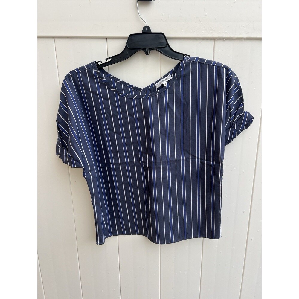 Nara Camicie Top Boxy Blue Lightweight Striped Cotton New NWT